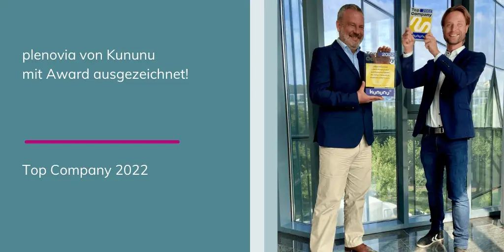 plenovia von Kununu mit "Top Company 2022" ausgezeichnet